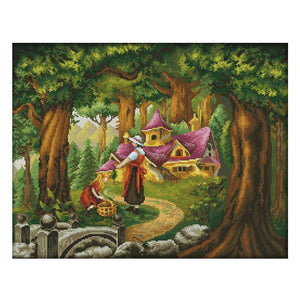 14CT Stamped Cross Stitch Needlework Kits  F883 Fairy Tale Wooden House