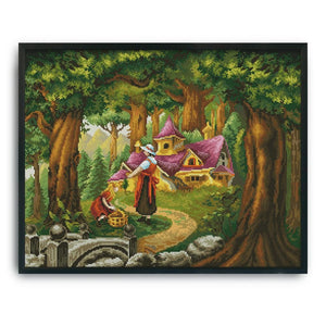 14CT Stamped Cross Stitch Needlework Kits  F883 Fairy Tale Wooden House