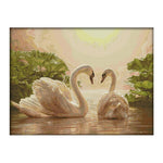 Animal Cross Stitch Embroidery 14CT Stamped Needlework  Two Swan D656