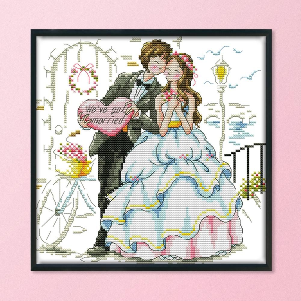 Wedding 14CT Stamped Cross Stitch Kit Needlework Embroidery  K670 Happy