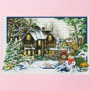 Ecological Cotton Cross Stitch DIY Winter 11CT Stamped Needlework  0285