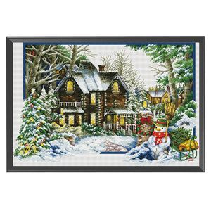 Ecological Cotton Cross Stitch DIY Winter 11CT Stamped Needlework  0285