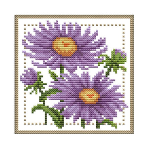 12 Month Flower Cross Stitch Printed Canvas DIY Needlework  September H431