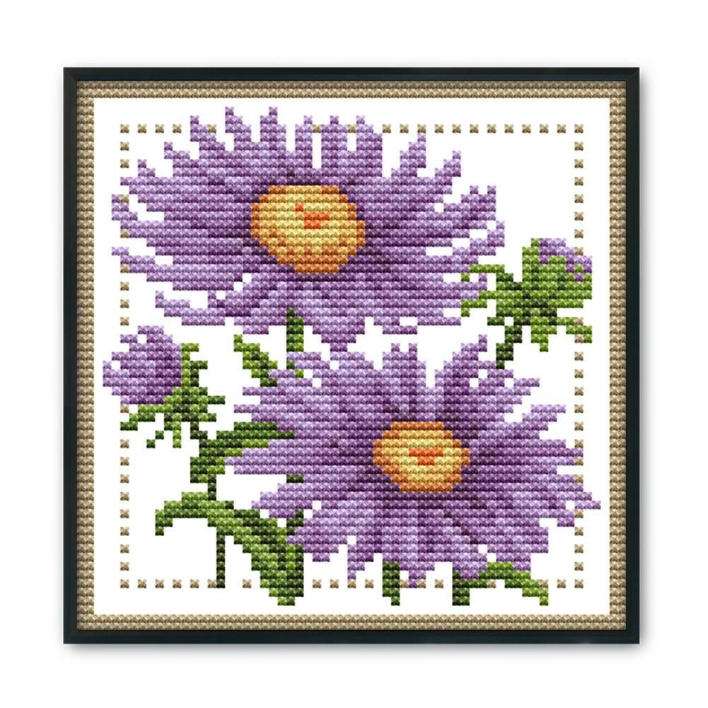 12 Month Flower Cross Stitch Printed Canvas DIY Needlework  September H431