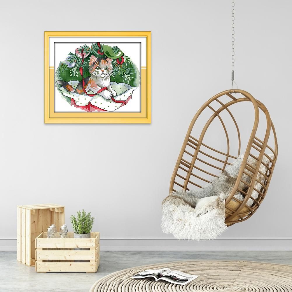 Christmas Animal Ecological Cotton Thread Picture Cross Stitch Kits (D867)