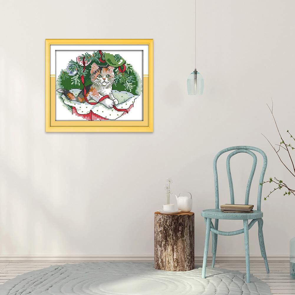 Christmas Animal Ecological Cotton Thread Picture Cross Stitch Kits (D867)