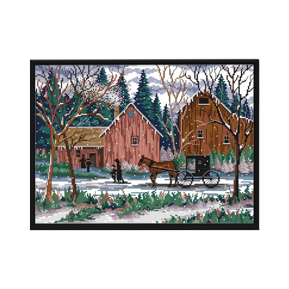 Scenery Cross Stitch Embroidery DIY Landscape Needlework  F764 Snow Day