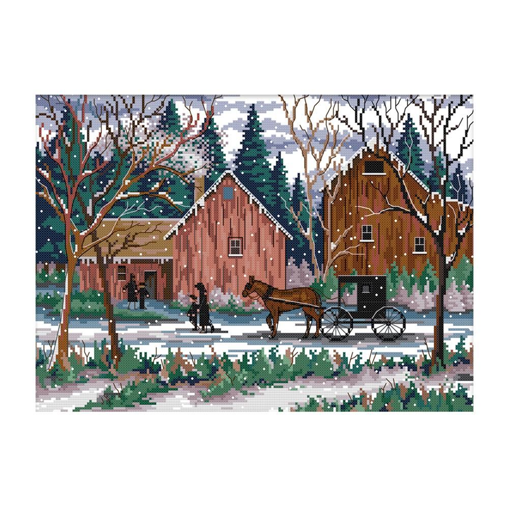 Scenery Cross Stitch Embroidery DIY Landscape Needlework  F764 Snow Day