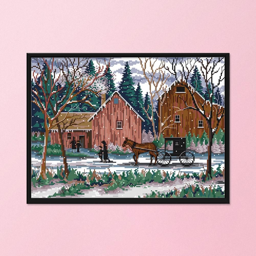 Scenery Cross Stitch Embroidery DIY Landscape Needlework  F764 Snow Day