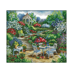 DIY Cross Stitch Embroidery 14CT Stamp Canvas Needlework  F571 Garden View