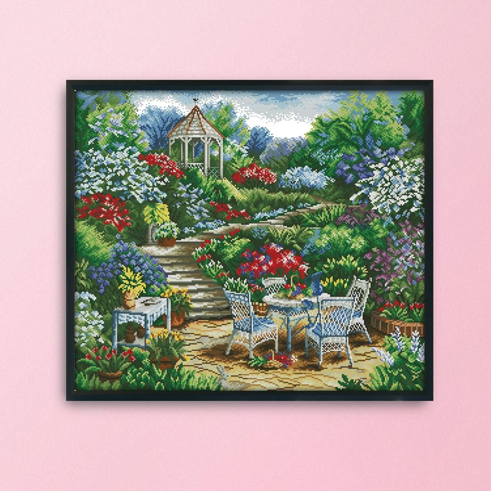 DIY Cross Stitch Embroidery 14CT Stamp Canvas Needlework  F571 Garden View