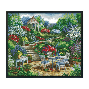 DIY Cross Stitch Embroidery 14CT Stamp Canvas Needlework  F571 Garden View