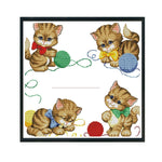 Cat Friendship 14CT Stamped Cross Stitch Print Canvas Needlework  44x43cm