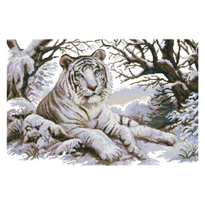 14CT Stamped Cross Stitch Kit Animal Tiger Embroidery Craft  DA335 Tiger