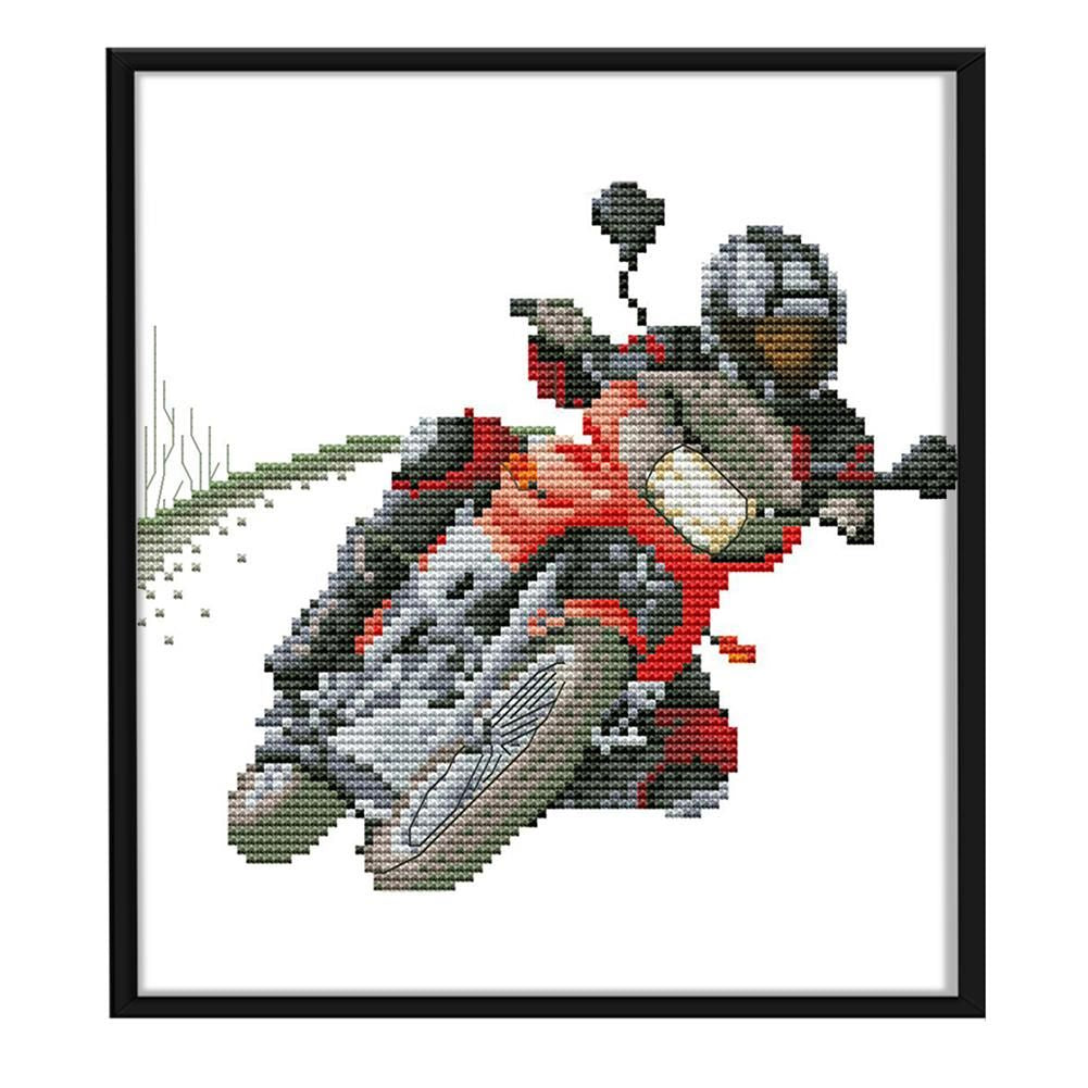 Racing Sports Stamped Cross Stitch Kit 14CT Embroidery  Motorbike RA113