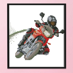 Racing Sports Stamped Cross Stitch Kit 14CT Embroidery  Motorbike RA113