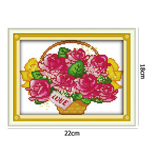 Flowers Cross Stitch 14CT2 DMC Ecological Cotton Thread Embroidery (H597)