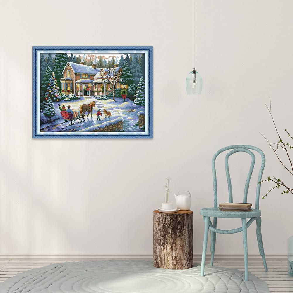 Christmas Return Cross Stitch 14CT Canvas Count Print Needlework Set (F531)