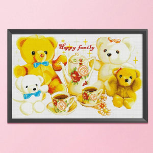 11CT Stamped Cross Stitch Kits DIY Happy Family Needlework Decor  0695