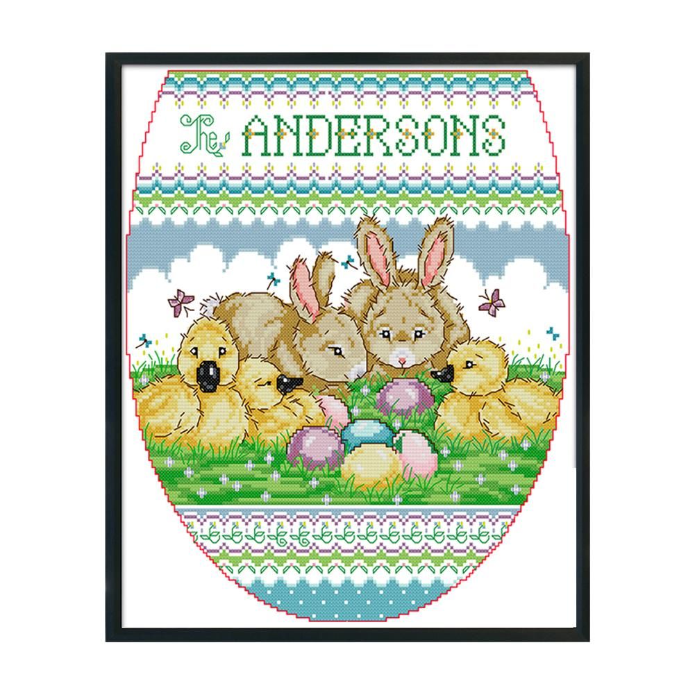 14CT Stamp Cross Stitch Kit DIY Easter Ecological Cotton Needlework  KB012