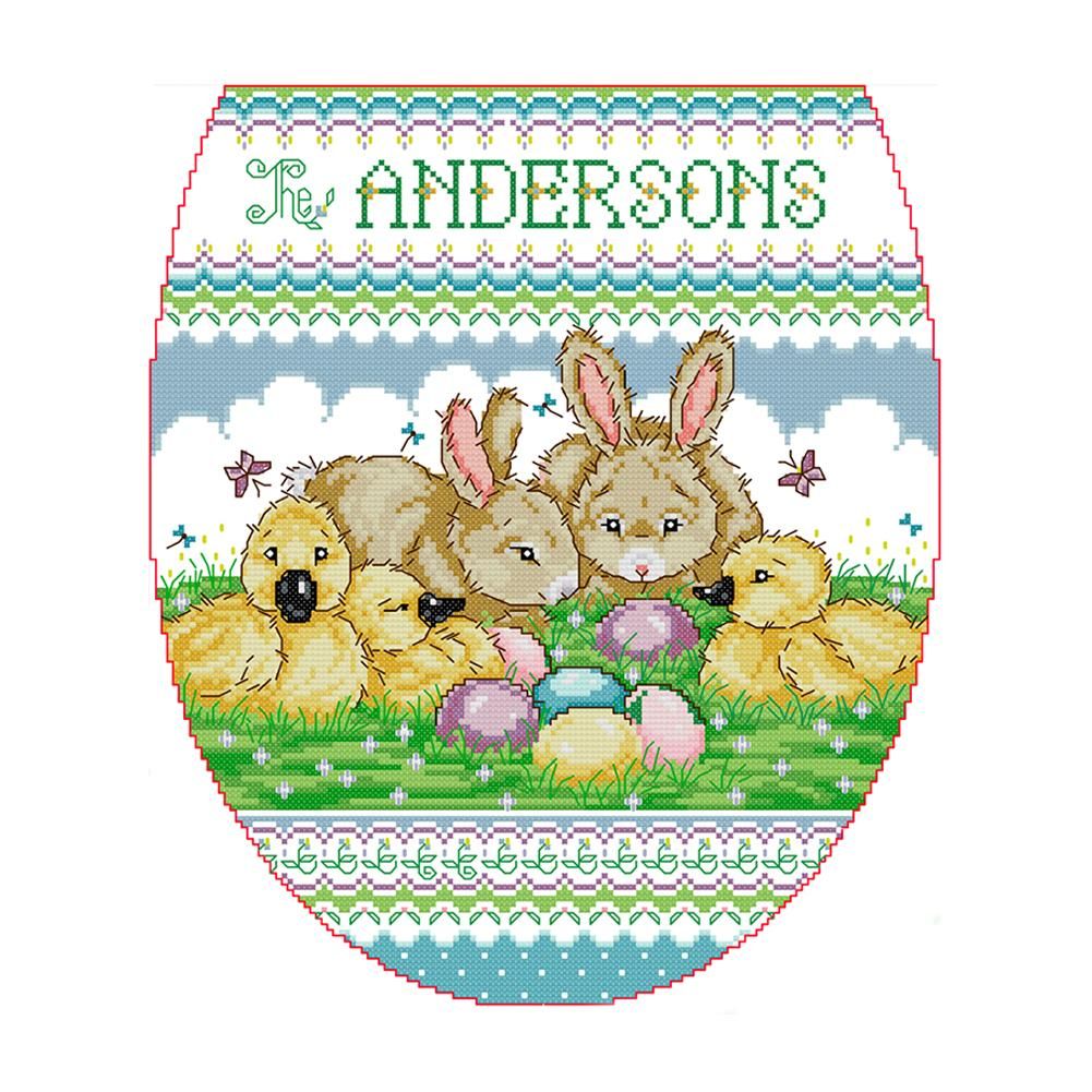 14CT Stamp Cross Stitch Kit DIY Easter Ecological Cotton Needlework  KB012