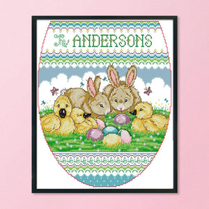 14CT Stamp Cross Stitch Kit DIY Easter Ecological Cotton Needlework  KB012