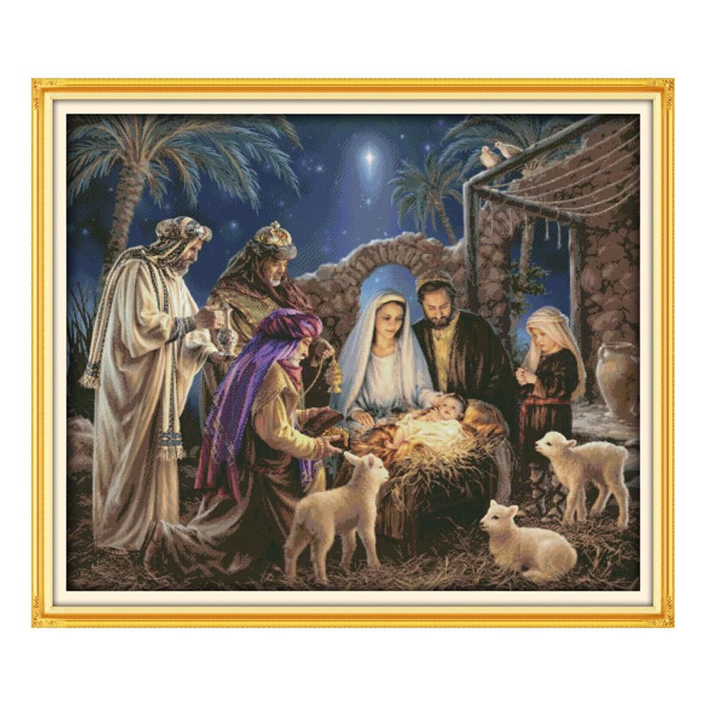 (95*80cm)14ct Stamped Cross Stitch - Birth of Jesus