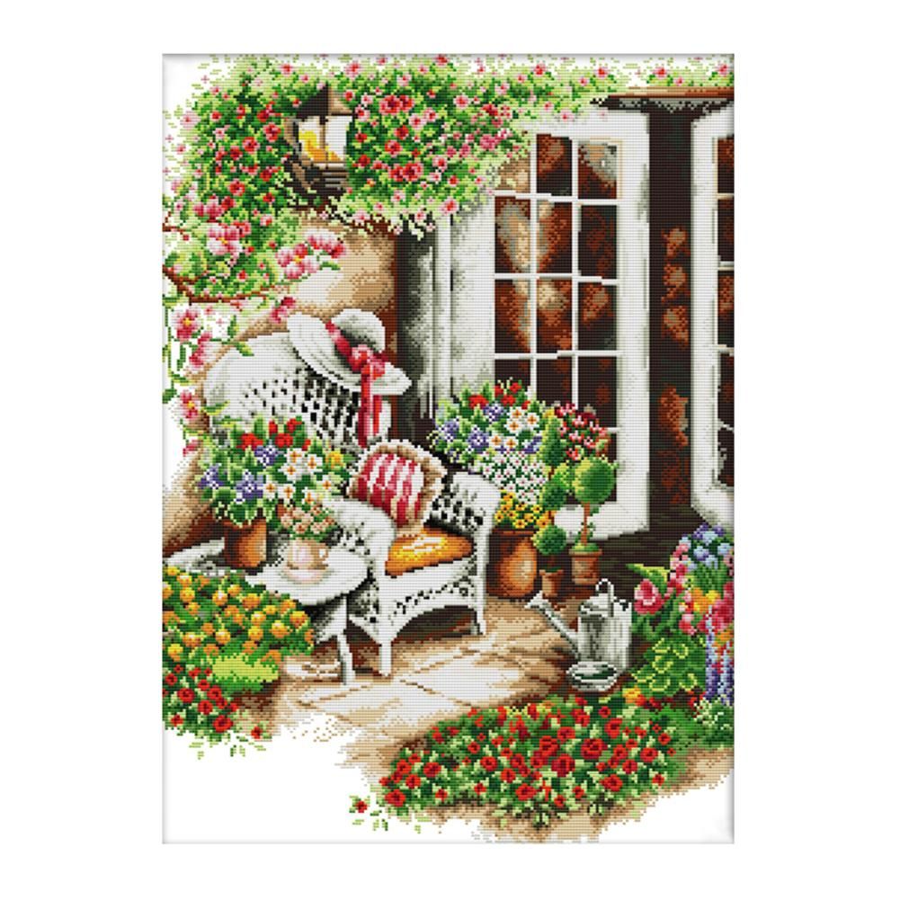 Print Canvas DIY Artwork 14CT Stamped Kit Cross Stitch  F200 Quiet View