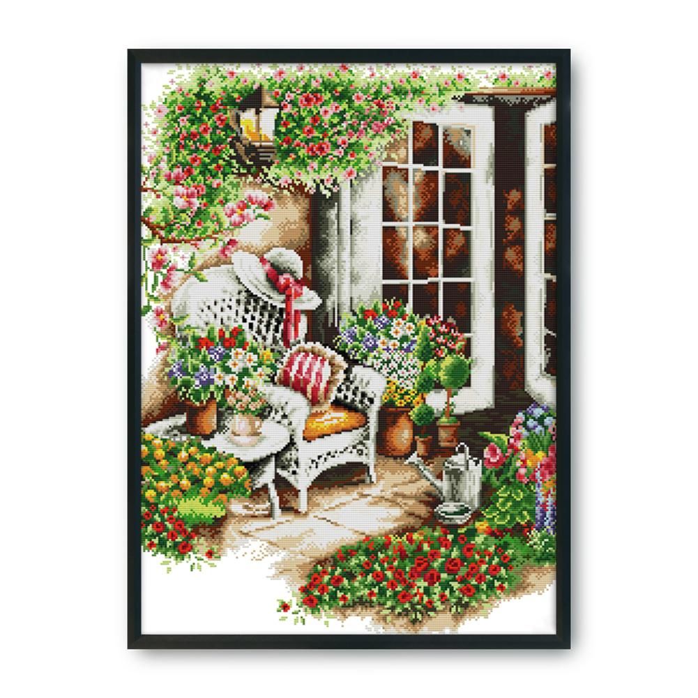 Print Canvas DIY Artwork 14CT Stamped Kit Cross Stitch  F200 Quiet View