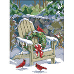 Christmas Snow View Cross Stitch 14CT Canvas Count Print Needlework (F423)