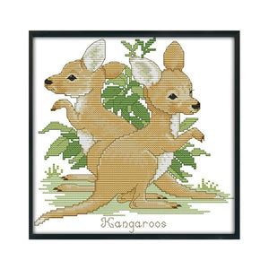 Kangaroo 14CT Stamp Cross Stitch DIY Cotton Needlework Embroidery  D394