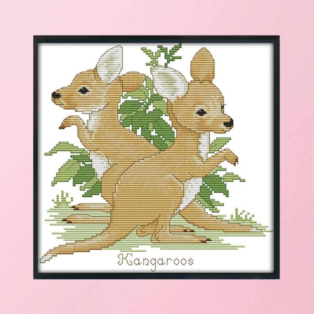 Kangaroo 14CT Stamp Cross Stitch DIY Cotton Needlework Embroidery  D394