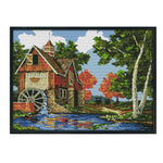 DIY Cotton Cross Stitch 14CT Stamp Canvas Embroidery Kit  F530 Cabin