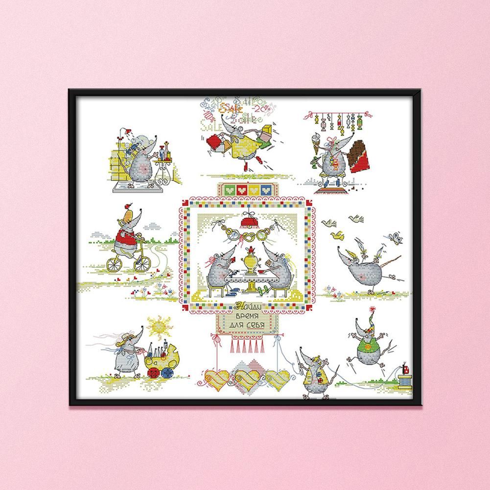 Cartoon 14CT Stamped Cross Stitch Kits Needlework Embroidery  2 Marriage