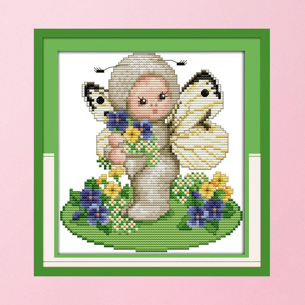 14CT Stamped Cotton Thread Canvas DIY Canvas Needlework  D417 Butterfly