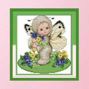 14CT Stamped Cotton Thread Canvas DIY Canvas Needlework  D417 Butterfly