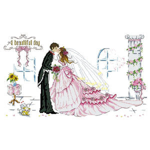 Wedding Day Cross Stitch 11CT Stamped Printed Canvas DIY Embroidery  1034