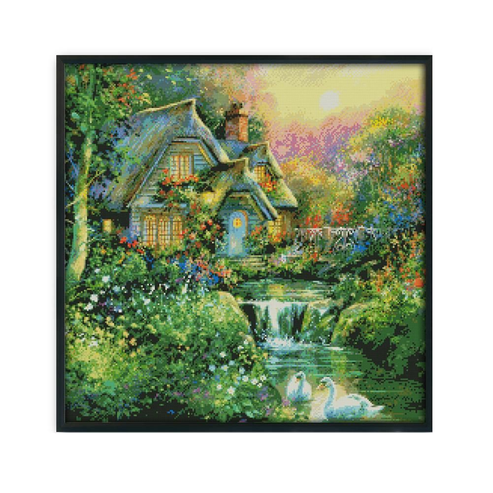 14CT Stamped Cross Stitch DIY Printed Craft Needlework  F473 Country house