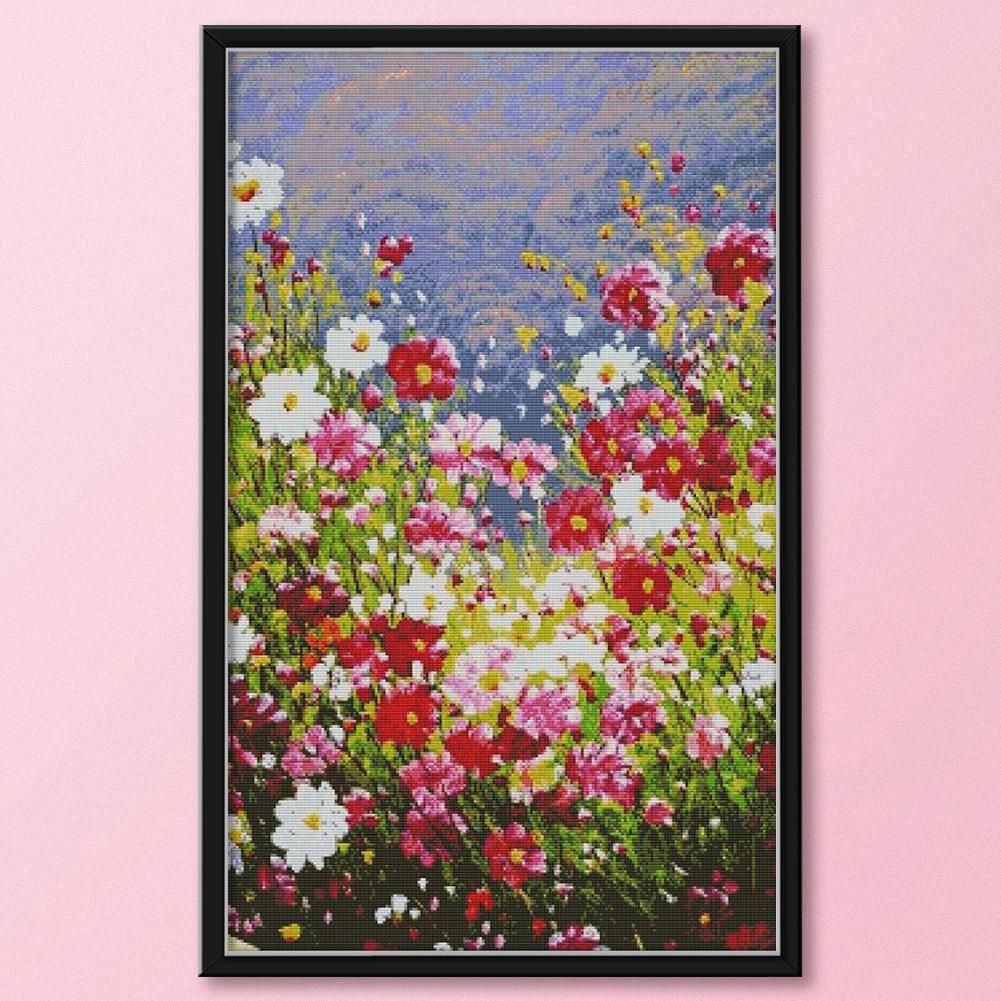 Garden Flowers 14CT Stamped Cross Stitch Cotton Embroidery 69x45cm  H807