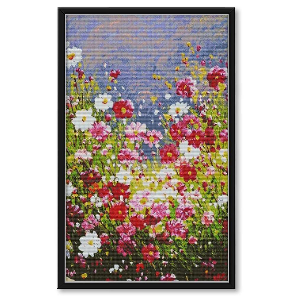 Garden Flowers 14CT Stamped Cross Stitch Cotton Embroidery 69x45cm  H807