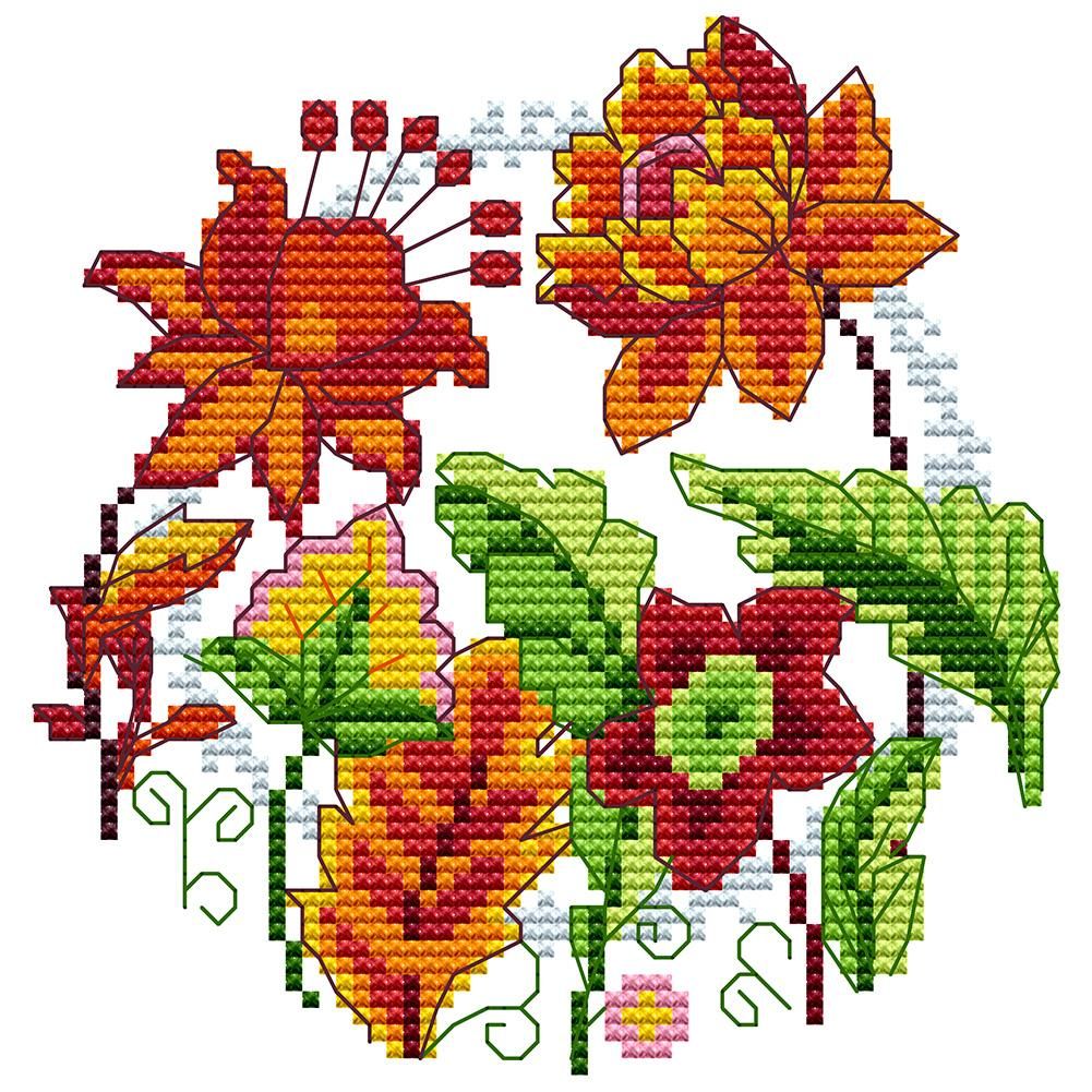 Flowers DIY Cotton Thread Cross Stitch Kit 14CT2 Canvas Needlework (H842)