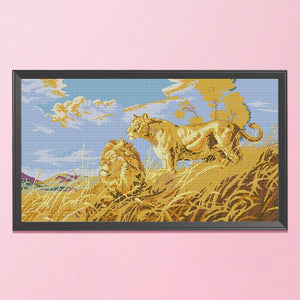 DIY Cross Stitch 11CT Stamped Needlework Cotton Thread  678 African Lion