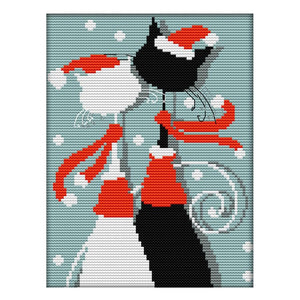 Christmas 4  Cross Stitch 14CT Stamped DIY Print Canvas Needlework  C247