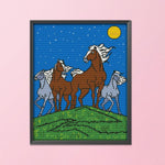 14CT Stamped Cross Stitch The Horse Under Night Sewing Needlework  D493