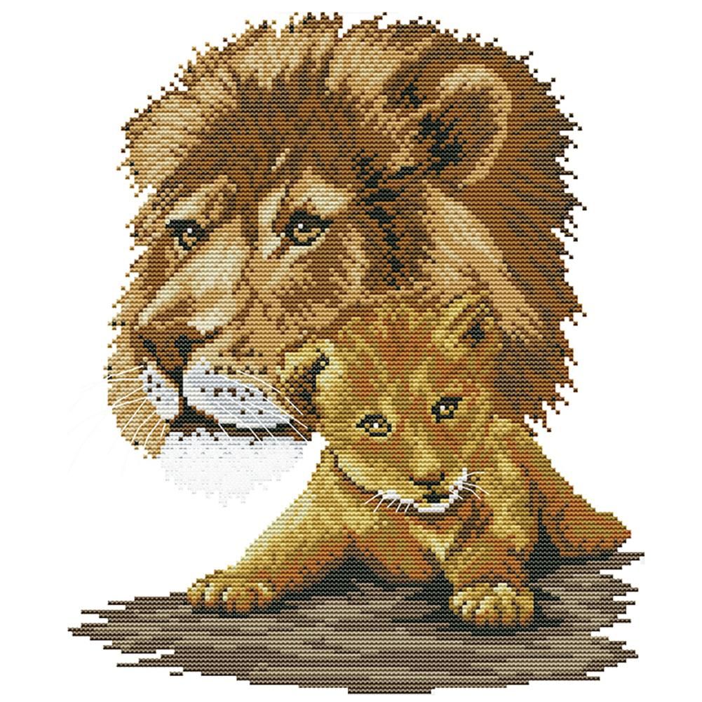 Lion DIY Cotton Thread Cross Stitch Painting Canvas Needlework Set (D447)