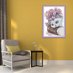 Cat and Flower Cotton Cross Stitch Painting Handmade DIY Embroidery (DA465)