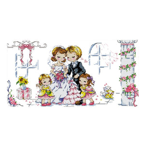 Cute Kids 3 Strand 11CT Stamped Cross Stitch DIY Kit  Sweet Wedding 0644