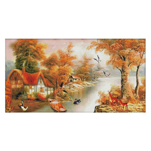 14CT Stamped DIY Cross Stitch Kit Embroidery Needlework  F425 Landscape 1