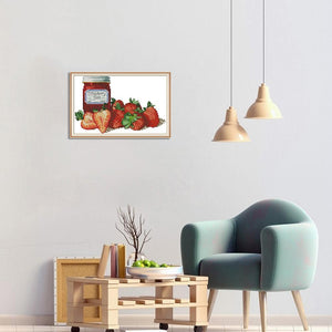 J447 Strawberry Jam Cross Stitch Kits DIY Embroidery Needlework Home Decor