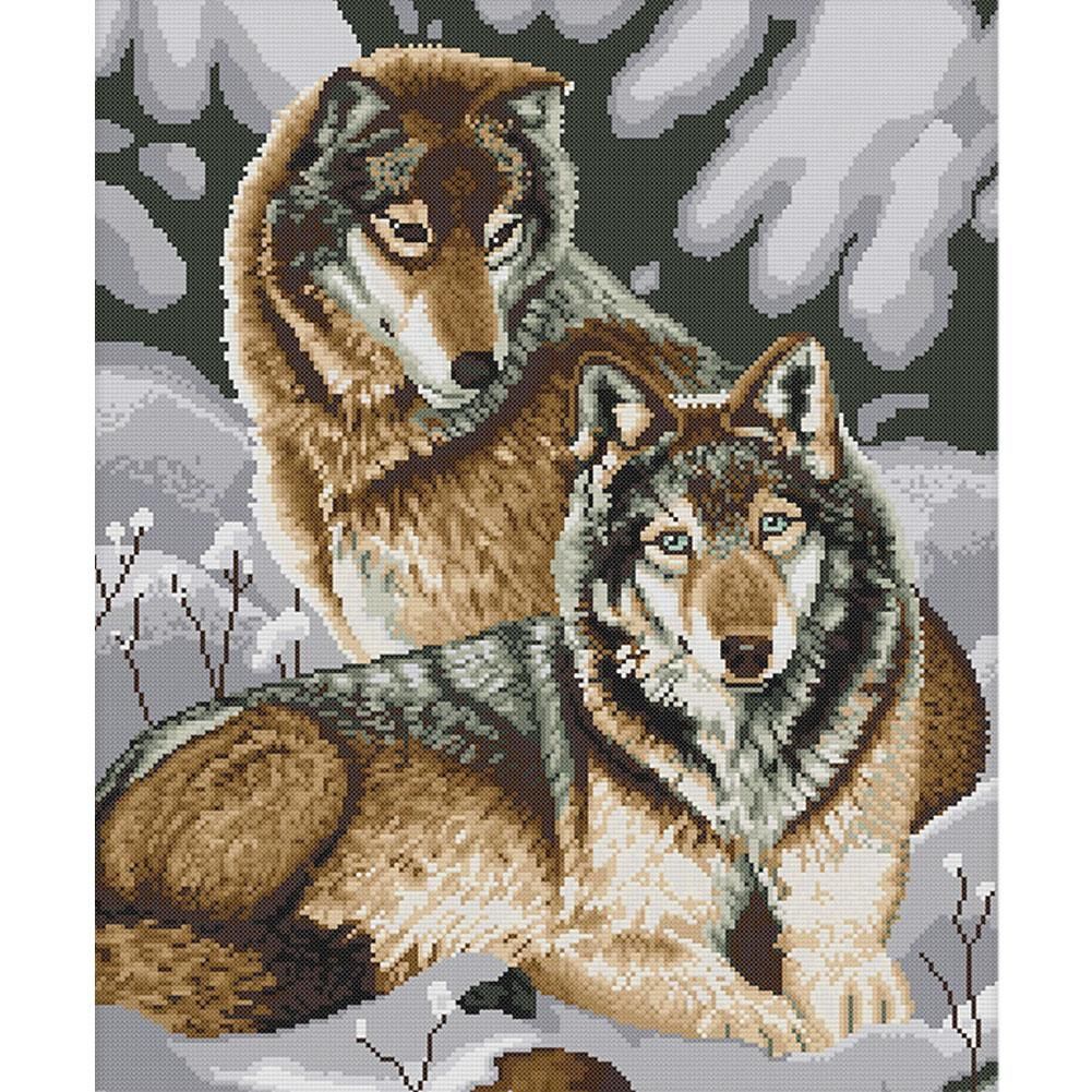 Animal Cross Stitch Kit Embroidery 14CT Stamped Needlework  D850 Snow Wolf